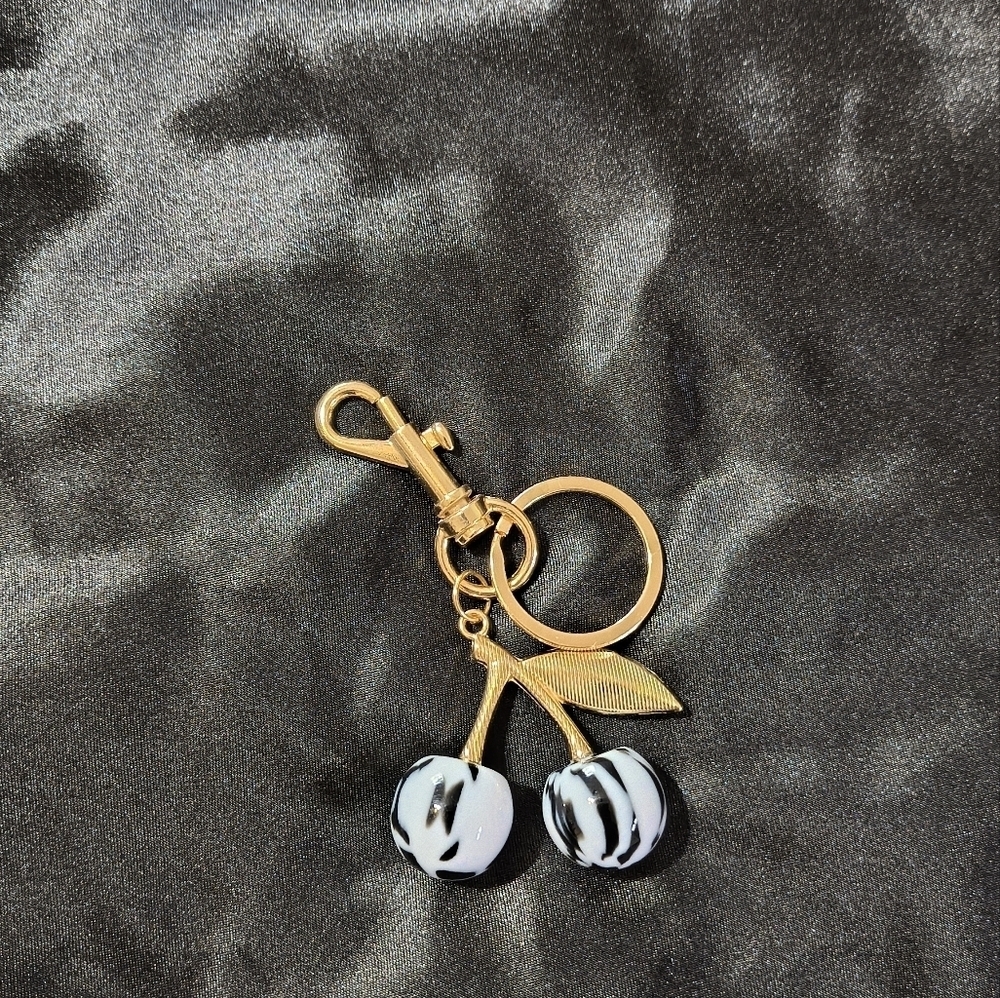 Black & White Cherry Keychain Charm - Picture 4 of 4